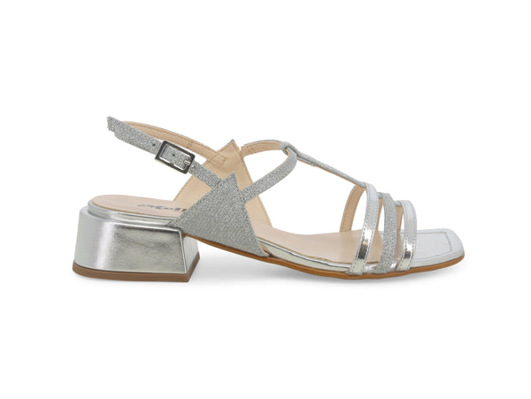 Melluso Sandali Eleganti Tacco Basso Tomaia Metallizzata Argento K35156W-234045